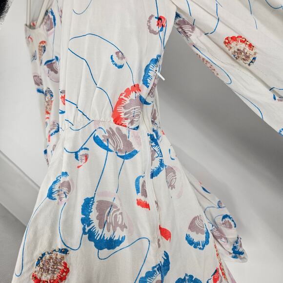 Mochi Sheryn Dress White Embroidered Balloon Sleeve Ruffle Hi-Low Mini Size S - Picture 7 of 10